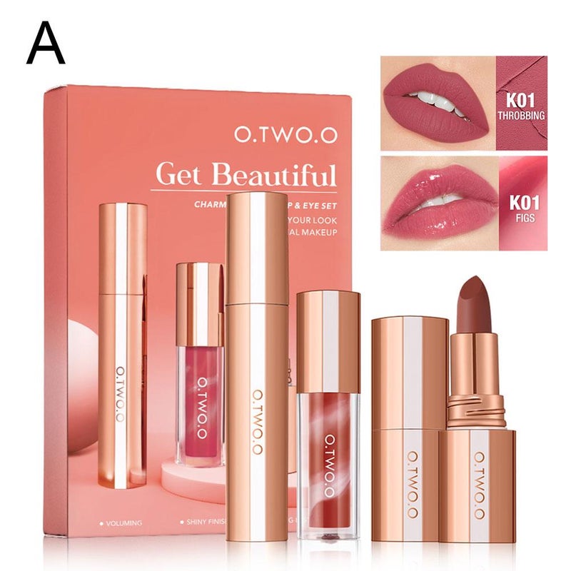 OTWO.O Matte Velvet Lollipop Lipstick Mascara Makeup Set (3 Pieces)